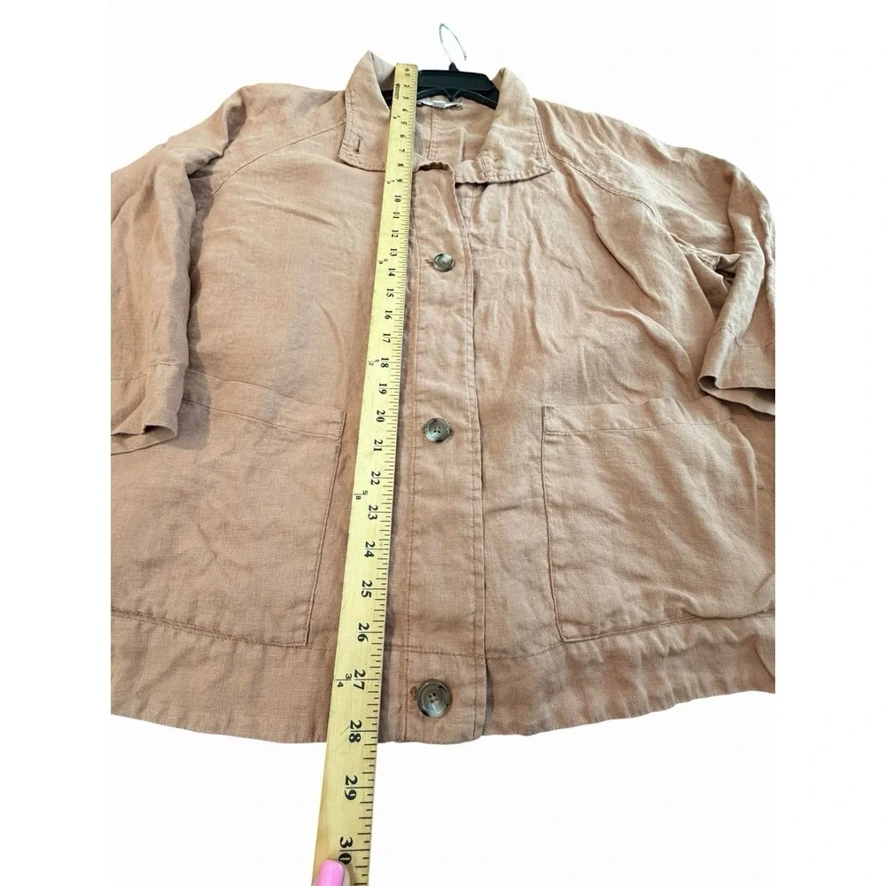 J. Jill 100% Linen Shacket Size XL Overshirt Light Jacket Burnt Orange #AAA11-1